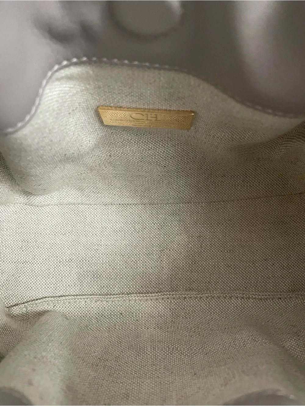 Carolina Herrera Leather Drawstring Crossbody Bucket Bag with Gold Hardware